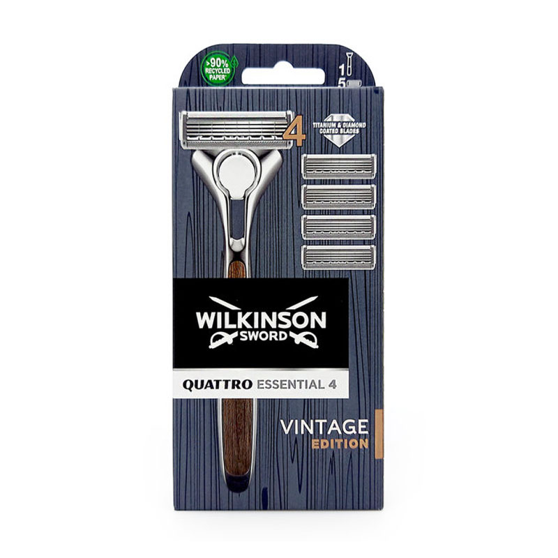 Бритва Wilkinson Sword Quattro Vintage Edition з 4 змінними картриджами, чоловіча