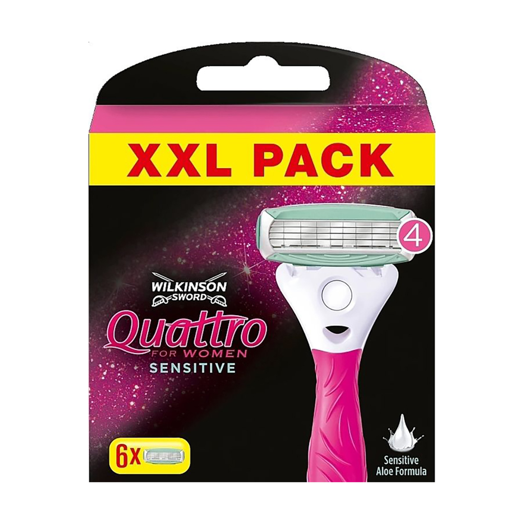 Змінні касети для гоління Wilkinson Sword Quattro For Women Sensitive жіночі, 6 шт
